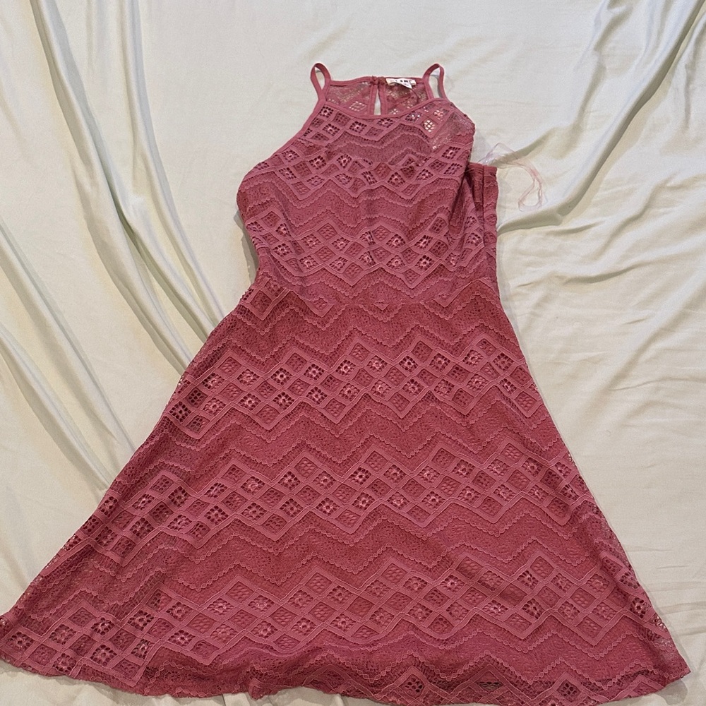 Lace Halter Dress in Dusty Rose